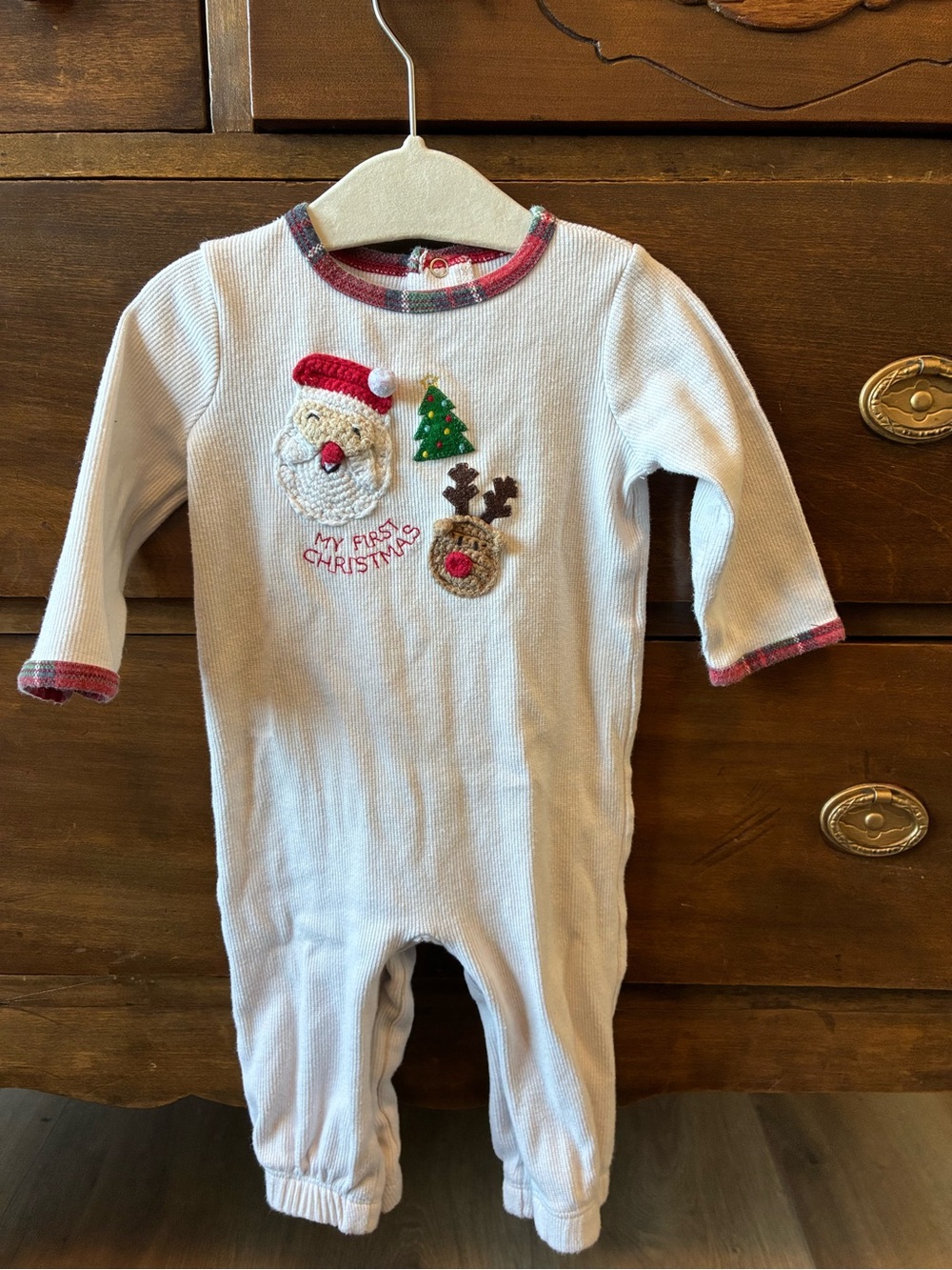 Mud Pie Holiday Baby Romper with Santa, Reindeer & Tree Appliqués